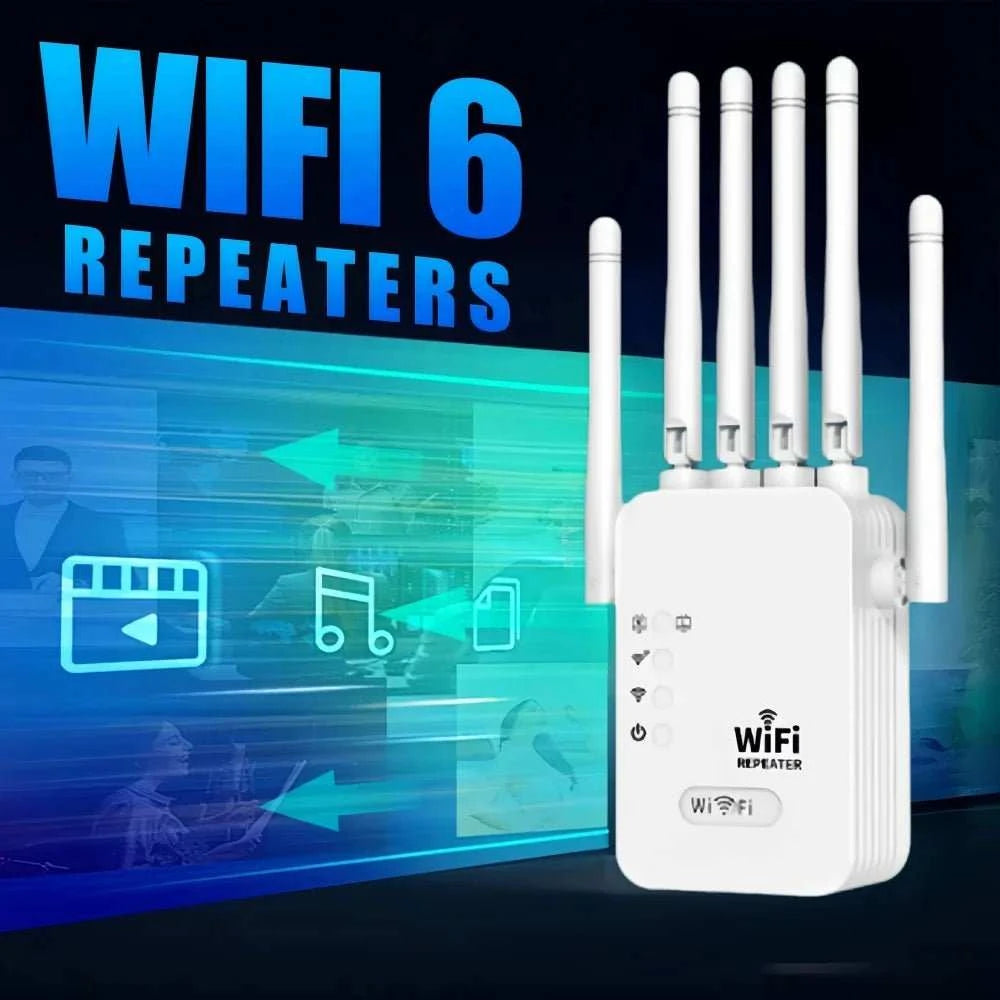 1200Mbps Wireless WiFi Repeater WIFI Extender WiFi Booster 2.4G/5G Network Amplifier 360° Full Coverage Signal For Small Office - MarketDomez