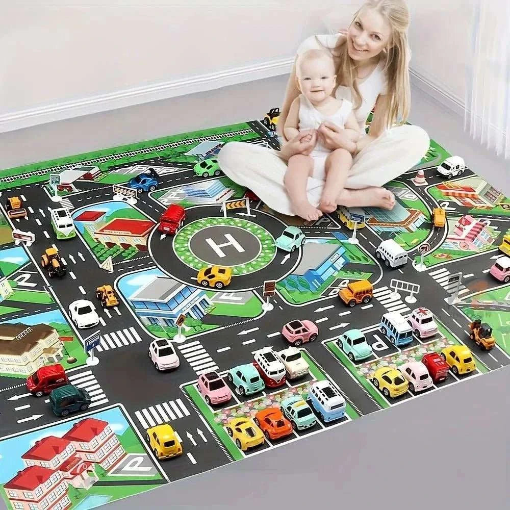 1pc, City Traffic Play Mat, Large Game Pad, Waterproof, Interactive Road Map For Kids Playing With Toy Cars, Educational Tool - MarketDomez