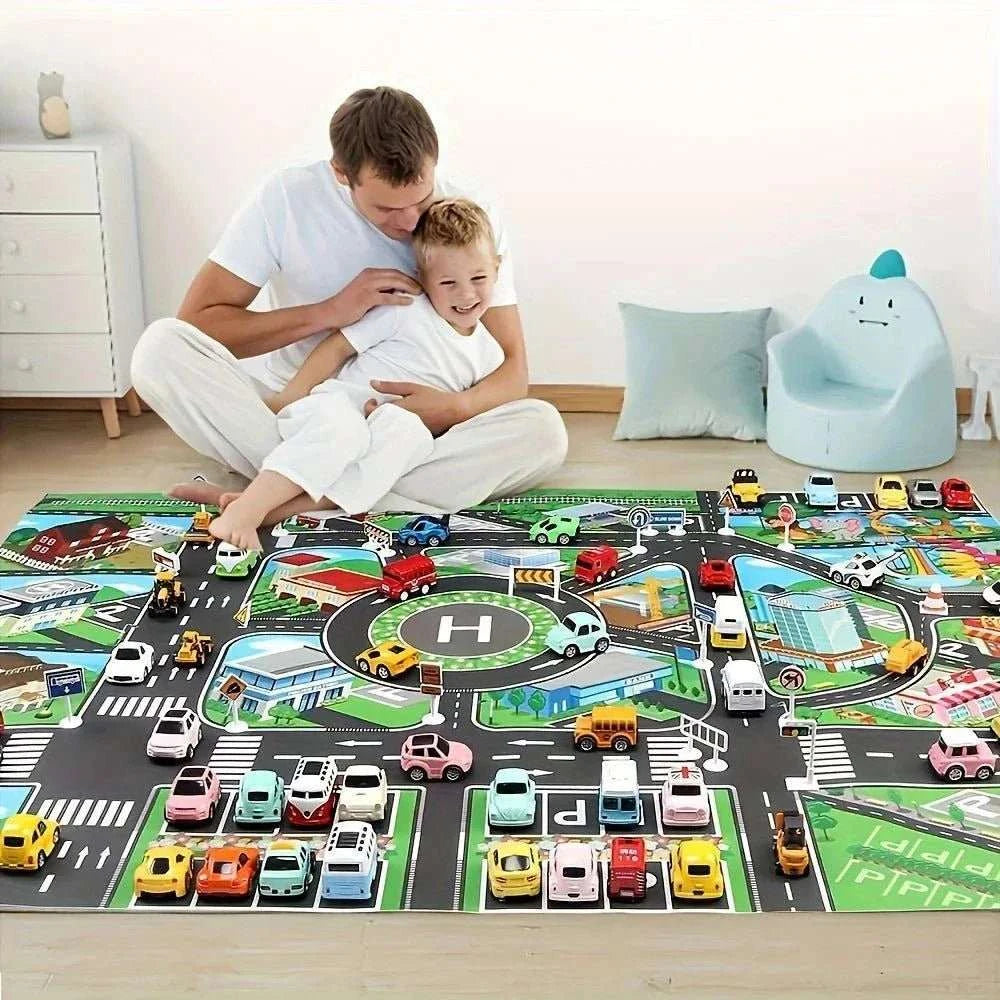 1pc, City Traffic Play Mat, Large Game Pad, Waterproof, Interactive Road Map For Kids Playing With Toy Cars, Educational Tool - MarketDomez