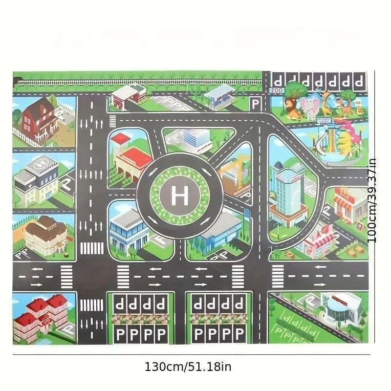 1pc, City Traffic Play Mat, Large Game Pad, Waterproof, Interactive Road Map For Kids Playing With Toy Cars, Educational Tool - MarketDomez