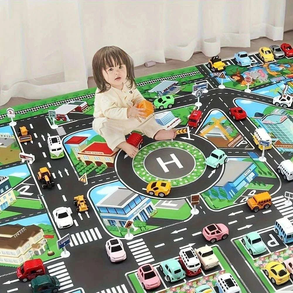 1pc, City Traffic Play Mat, Large Game Pad, Waterproof, Interactive Road Map For Kids Playing With Toy Cars, Educational Tool - MarketDomez