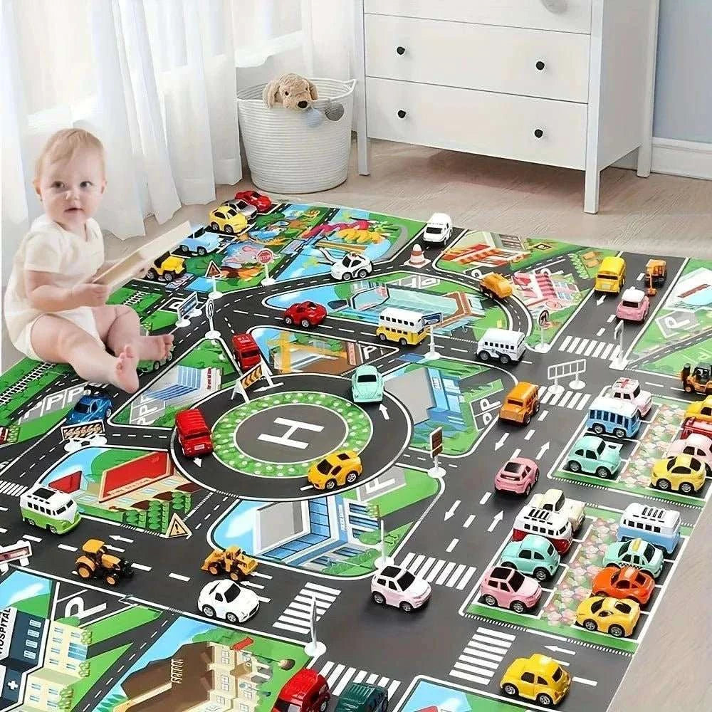 1pc, City Traffic Play Mat, Large Game Pad, Waterproof, Interactive Road Map For Kids Playing With Toy Cars, Educational Tool - MarketDomez