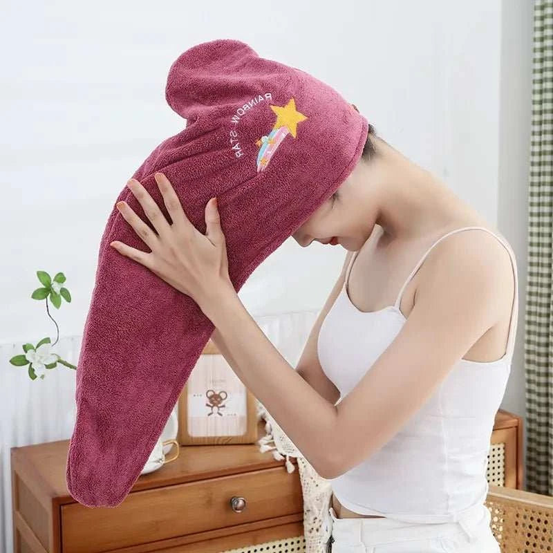 1pc Quickly Dry Hair Hat Super Absorbent Soft Bathroom Women Head Towels Girls Cute Hair Towel Hair Dry Wrap Bonnets - MarketDomez