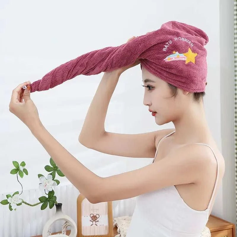 1pc Quickly Dry Hair Hat Super Absorbent Soft Bathroom Women Head Towels Girls Cute Hair Towel Hair Dry Wrap Bonnets - MarketDomez