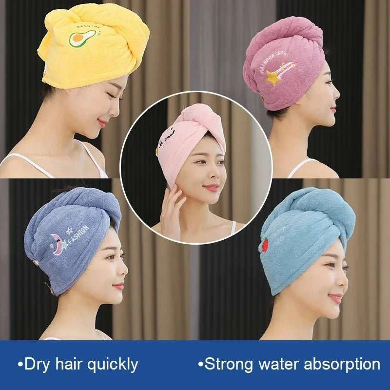 1pc Quickly Dry Hair Hat Super Absorbent Soft Bathroom Women Head Towels Girls Cute Hair Towel Hair Dry Wrap Bonnets - MarketDomez