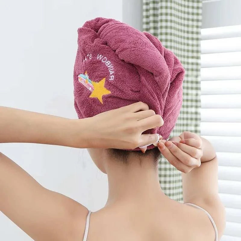 1pc Quickly Dry Hair Hat Super Absorbent Soft Bathroom Women Head Towels Girls Cute Hair Towel Hair Dry Wrap Bonnets - MarketDomez