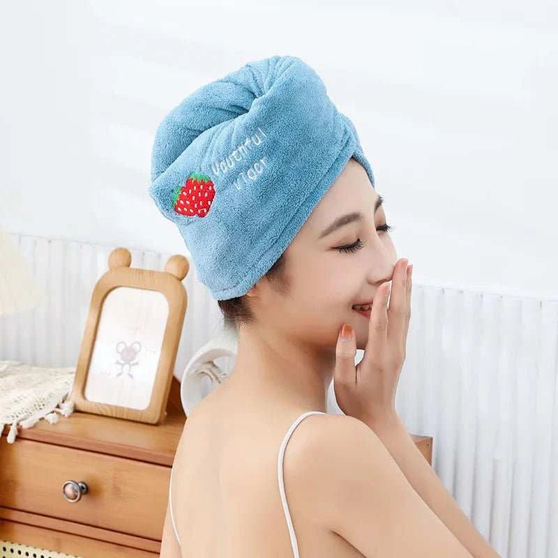 1pc Quickly Dry Hair Hat Super Absorbent Soft Bathroom Women Head Towels Girls Cute Hair Towel Hair Dry Wrap Bonnets - MarketDomez