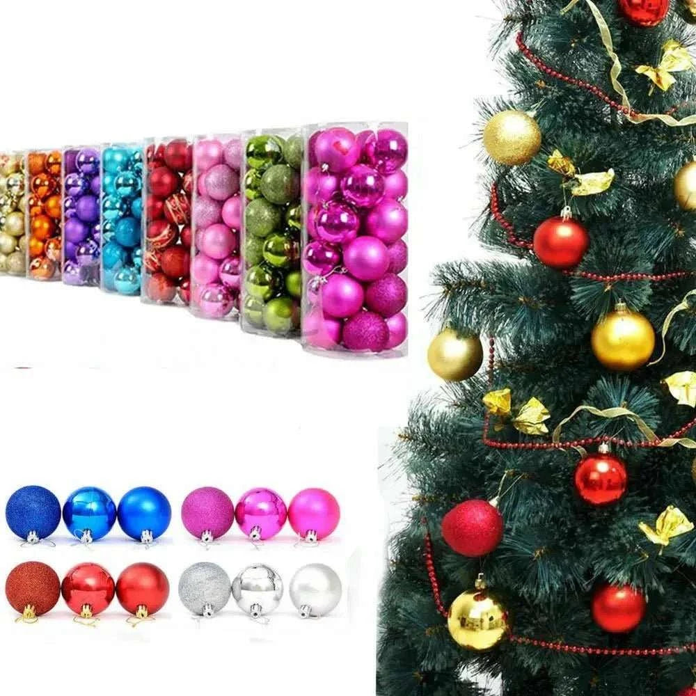 24Pcs Christmas Balls Plastic Xmas Tree Hanging Pendants Ornaments for Home Party Supplies Decor 2025 New Year Gift Noel Navidad - MarketDomez