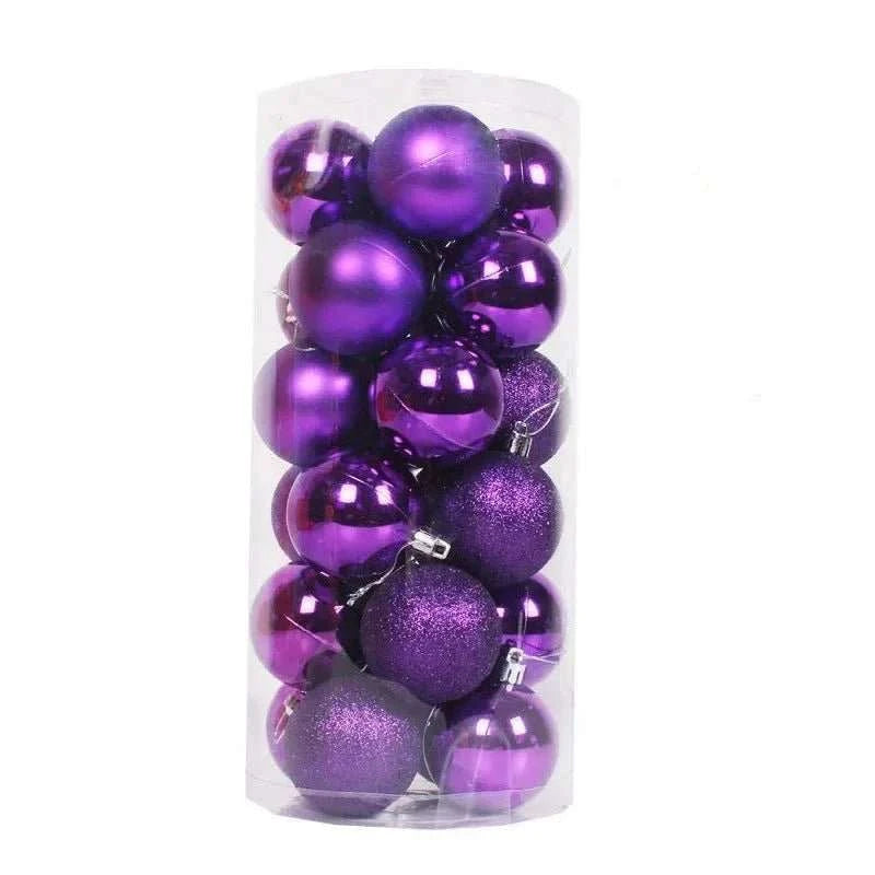 24Pcs Christmas Balls Plastic Xmas Tree Hanging Pendants Ornaments for Home Party Supplies Decor 2025 New Year Gift Noel Navidad - MarketDomez