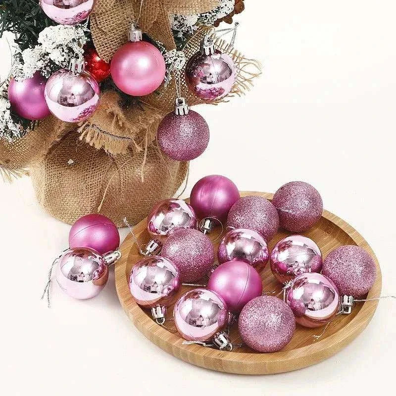 24Pcs Christmas Balls Plastic Xmas Tree Hanging Pendants Ornaments for Home Party Supplies Decor 2025 New Year Gift Noel Navidad - MarketDomez