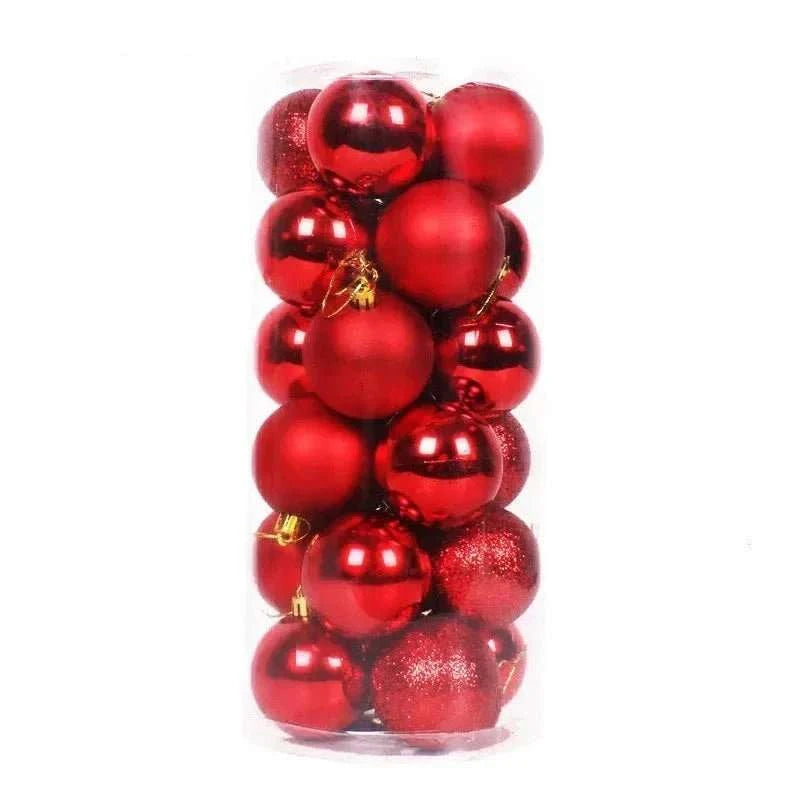 24Pcs Christmas Balls Plastic Xmas Tree Hanging Pendants Ornaments for Home Party Supplies Decor 2025 New Year Gift Noel Navidad - MarketDomez