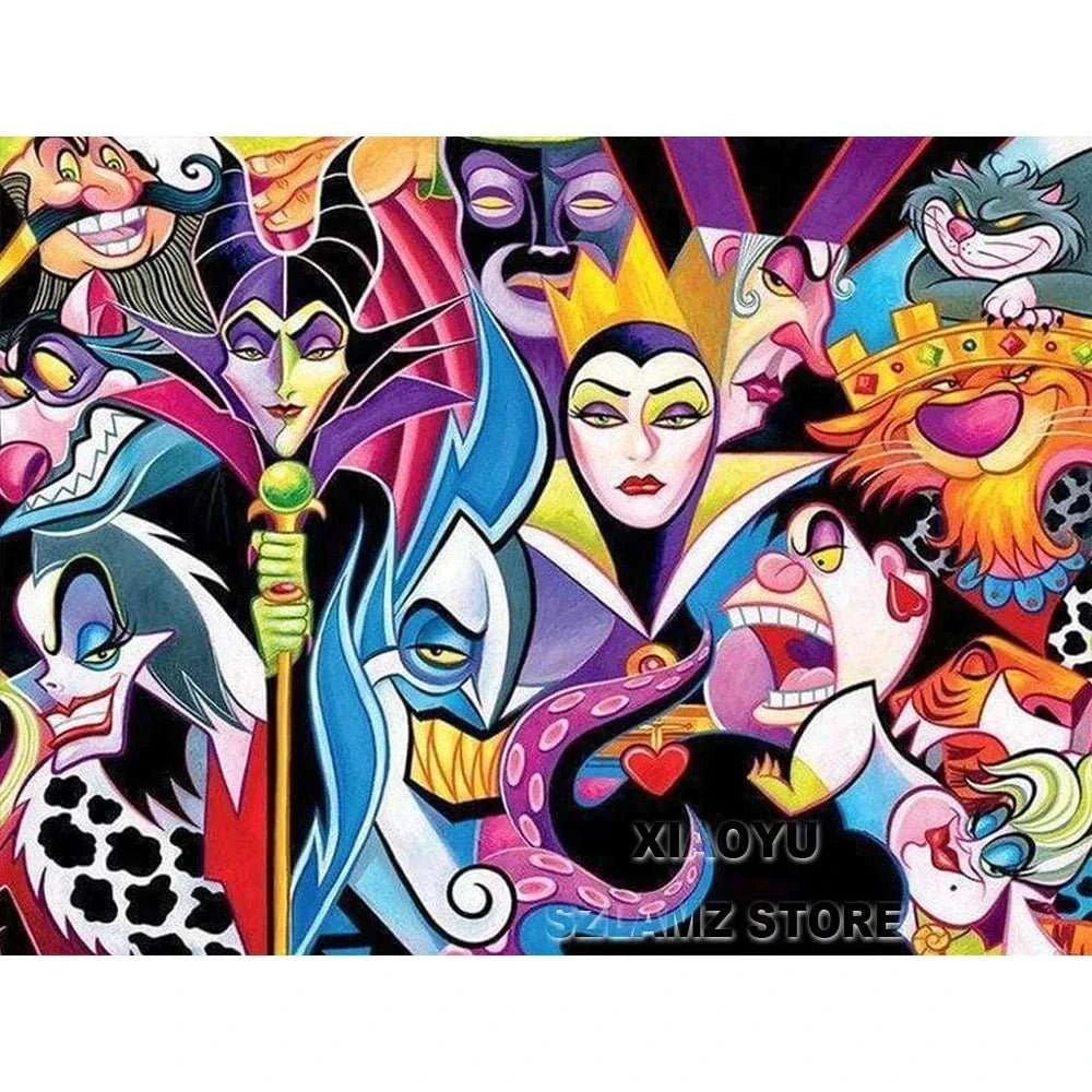 5D DIY Disney Diamond Painting Villains Evil Queen Full Square Round Cross Stitch Cartoon Art Diamond Embroidery Home Decor - MarketDomez