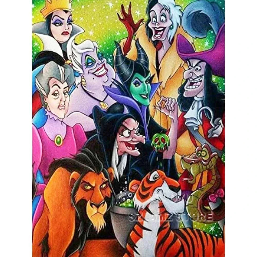 5D DIY Disney Diamond Painting Villains Evil Queen Full Square Round Cross Stitch Cartoon Art Diamond Embroidery Home Decor - MarketDomez