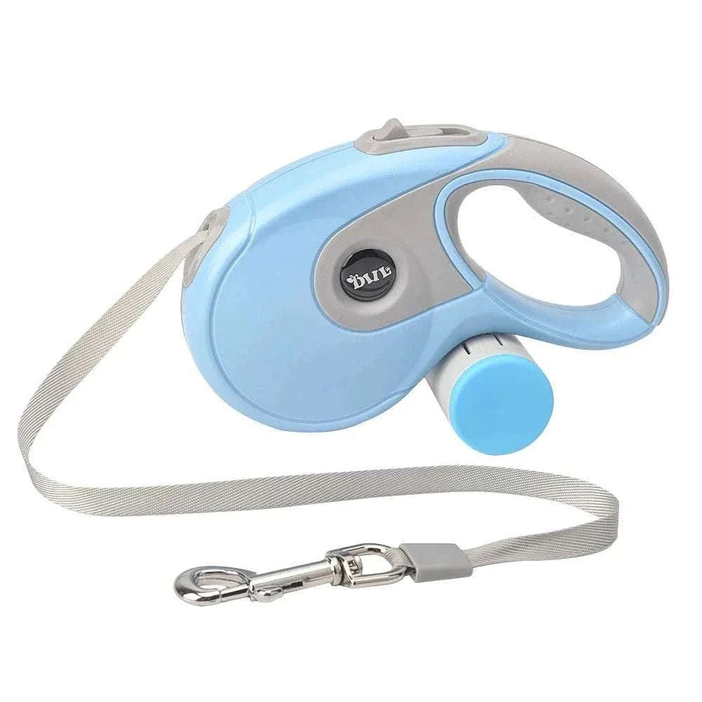 5M Retractable Dog Leash Roulette Leashes with Poop Bag Dispenser - MarketDomez