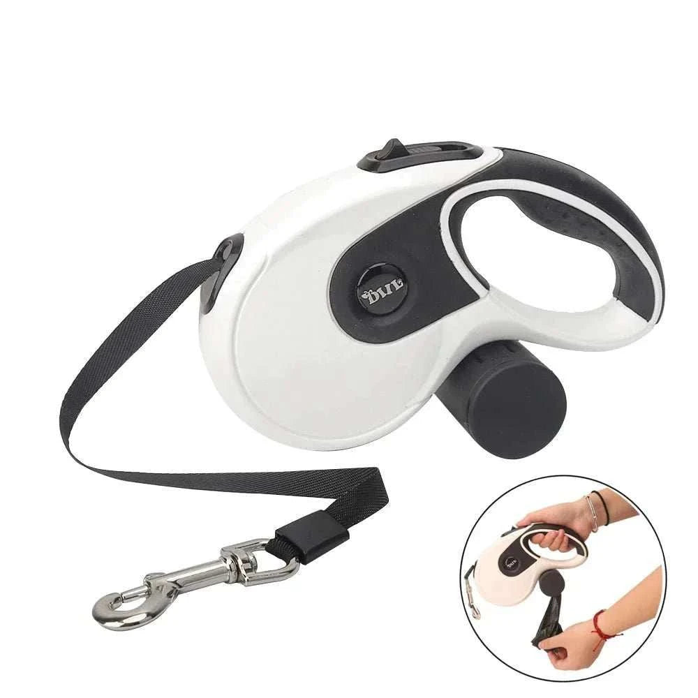 5M Retractable Dog Leash Roulette Leashes with Poop Bag Dispenser - MarketDomez