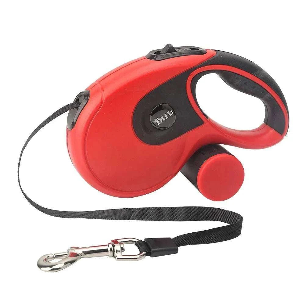 5M Retractable Dog Leash Roulette Leashes with Poop Bag Dispenser - MarketDomez