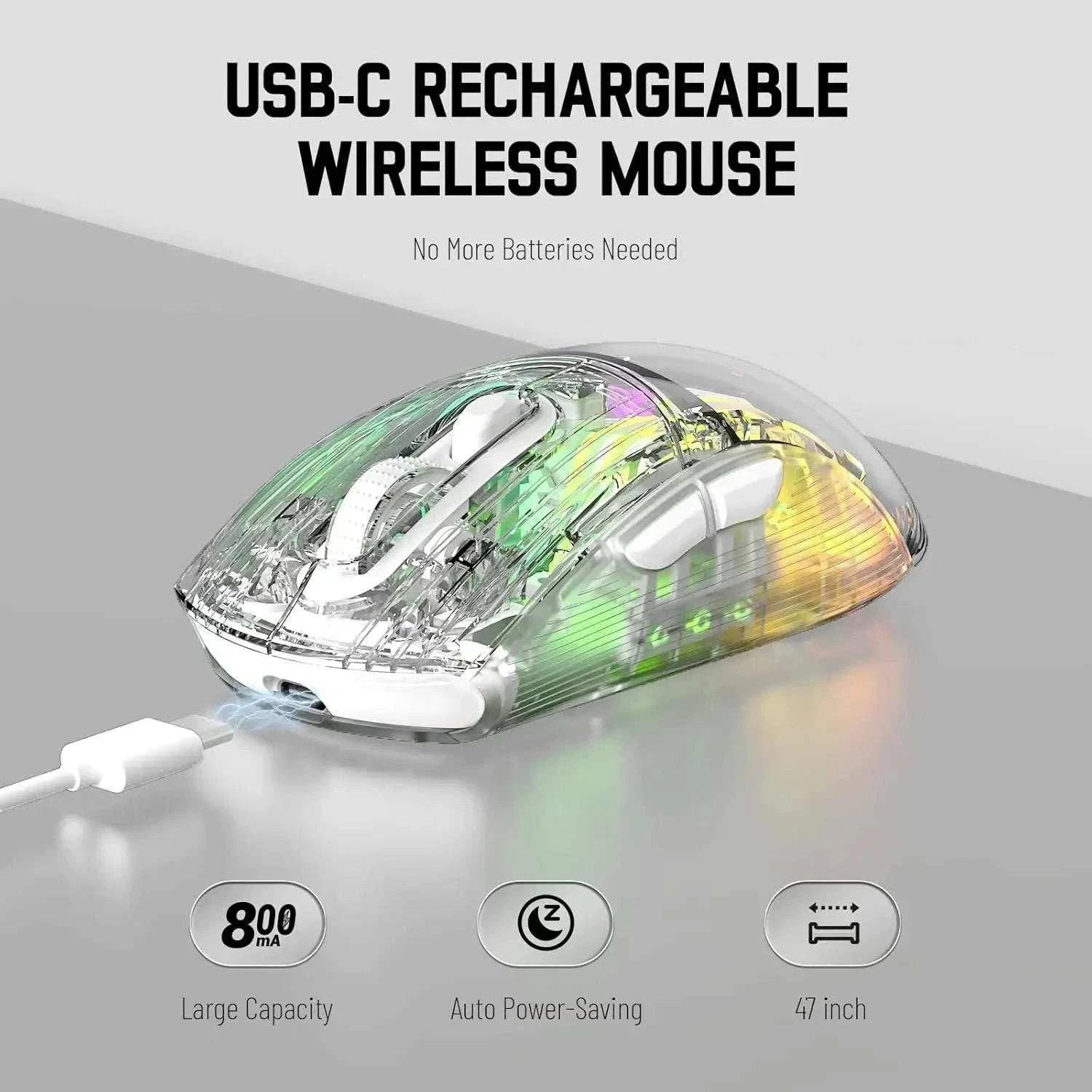 ATTACK SHARK X2 Pro Triple Mode Wireless Transparent Shell Gaming Mouse RGB Rechargeable 4000 DPI Rechargeable Dock Mouse - MarketDomez