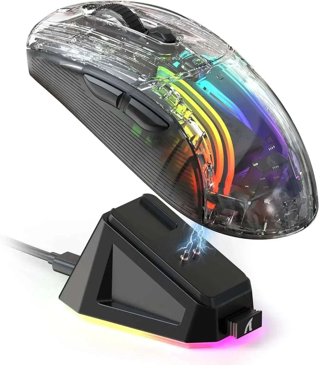 ATTACK SHARK X2 Pro Triple Mode Wireless Transparent Shell Gaming Mouse RGB Rechargeable 4000 DPI Rechargeable Dock Mouse - MarketDomez