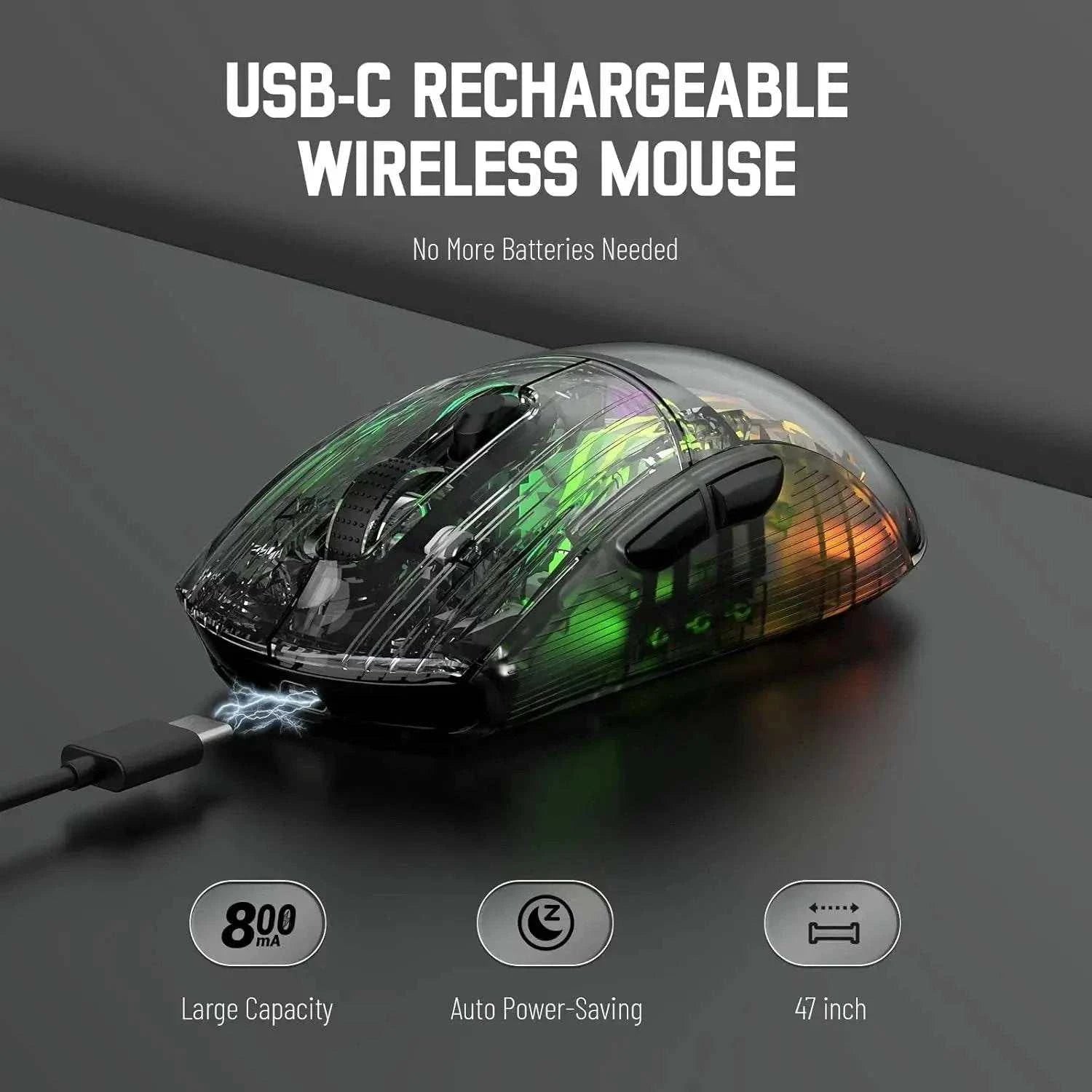 ATTACK SHARK X2 Pro Triple Mode Wireless Transparent Shell Gaming Mouse RGB Rechargeable 4000 DPI Rechargeable Dock Mouse - MarketDomez