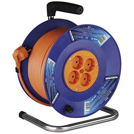 Cable reel 50m cable with 4 sockets MOS professional , , 1.5 mm Schuko, special plastic - MarketDomez