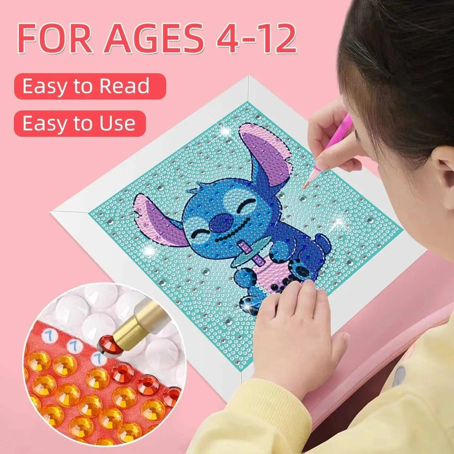 Children's Diamond Painting 5D Animal Art Mini Set (Frameless) DIY Cute Cartoon Big Gem Painting Set Crystal Diamond Painting - MarketDomez