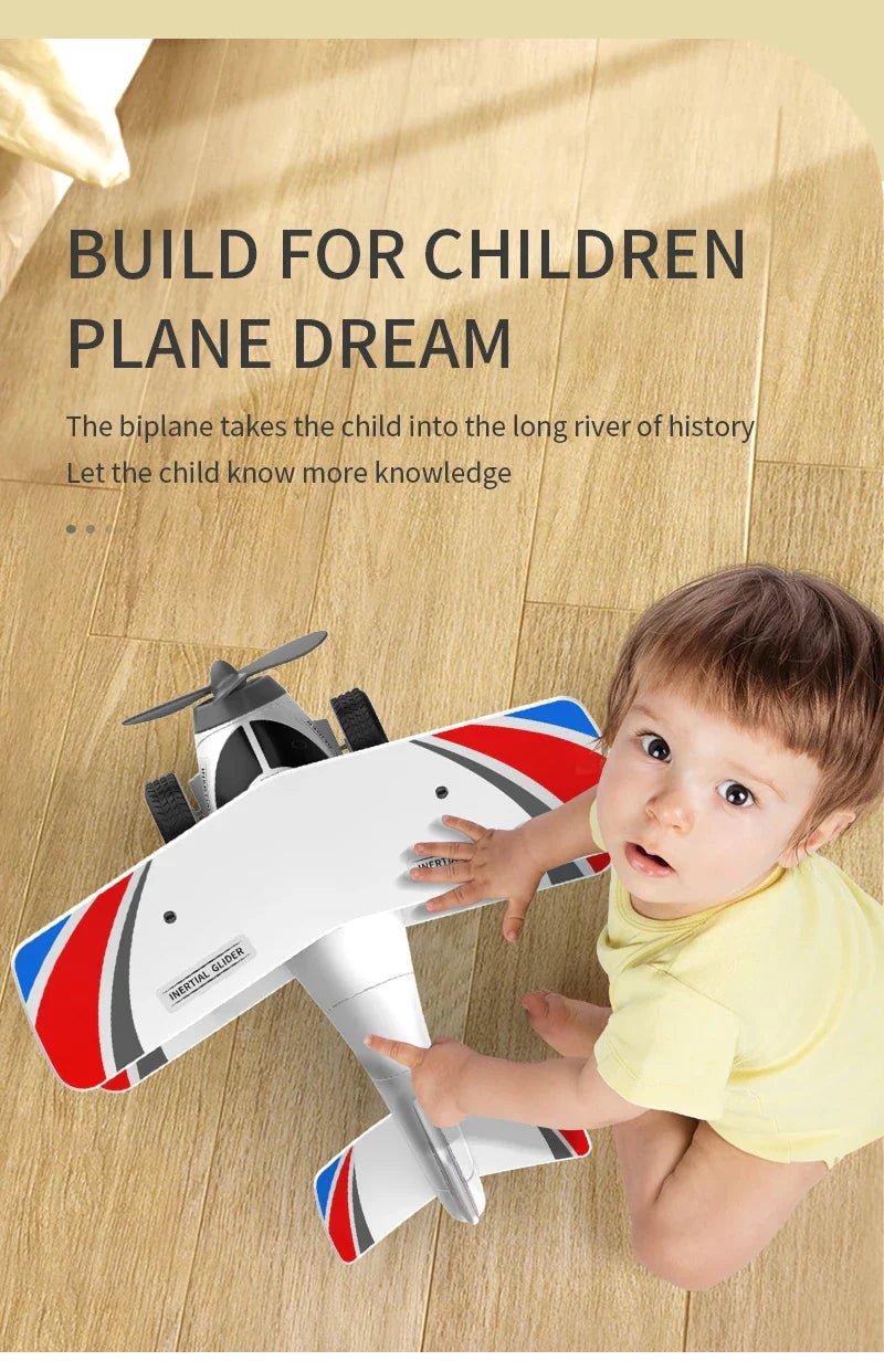 Children's toy biplane crash simulation model large - MarketDomez