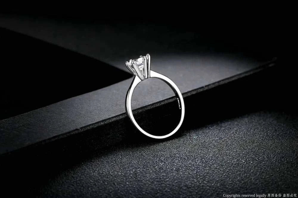 Double Fair 6 Claw 1 Carat Cubic Zirconia Wedding Engagement Rings for Women Solitaire Women's Marriage Ring Jewelry DFR014 - MarketDomez