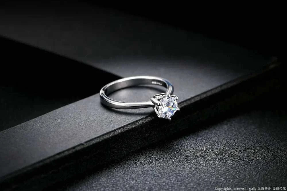 Double Fair 6 Claw 1 Carat Cubic Zirconia Wedding Engagement Rings for Women Solitaire Women's Marriage Ring Jewelry DFR014 - MarketDomez