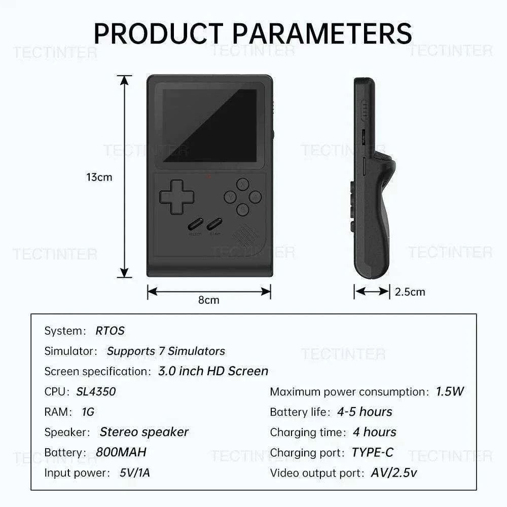 GB300 Retro Video Game Console Portable Handheld Game Player Built - in 6000 Games 3.0 inch Screen Support AV Output for SFC/GBA - MarketDomez