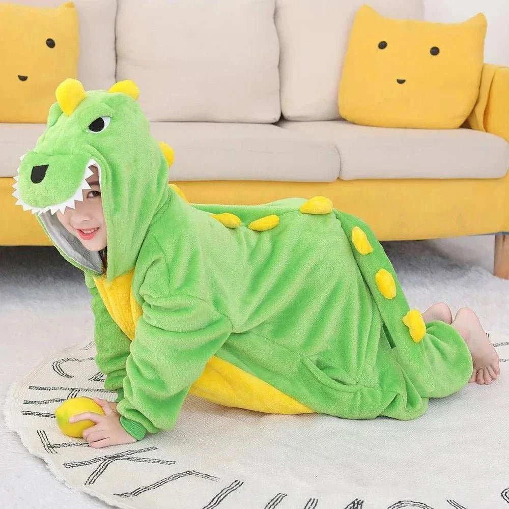 Kigurumi Cartoon Dinosaur Onesies Sleepwear Adult Kids Flannel One - piece Pajamas Jumpsuit Christmas Cosplay Costume Nightgown - MarketDomez