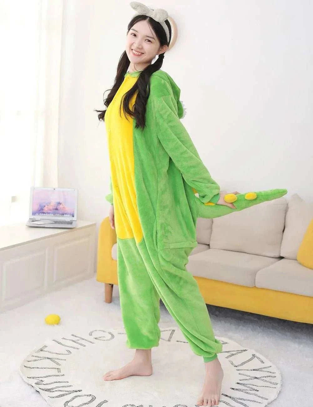 Kigurumi Cartoon Dinosaur Onesies Sleepwear Adult Kids Flannel One - piece Pajamas Jumpsuit Christmas Cosplay Costume Nightgown - MarketDomez