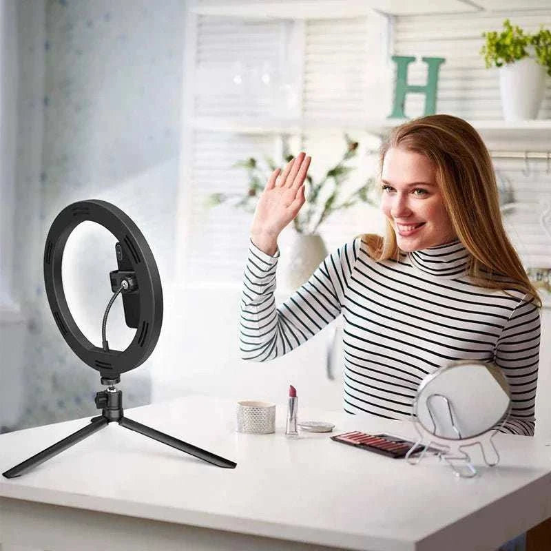 LED Selfie Ring Light 3 modes Dimmable Photography Lamp with 50cm Tripod Remote control for Tiktok Video Live Makeup Fill Light - MarketDomez