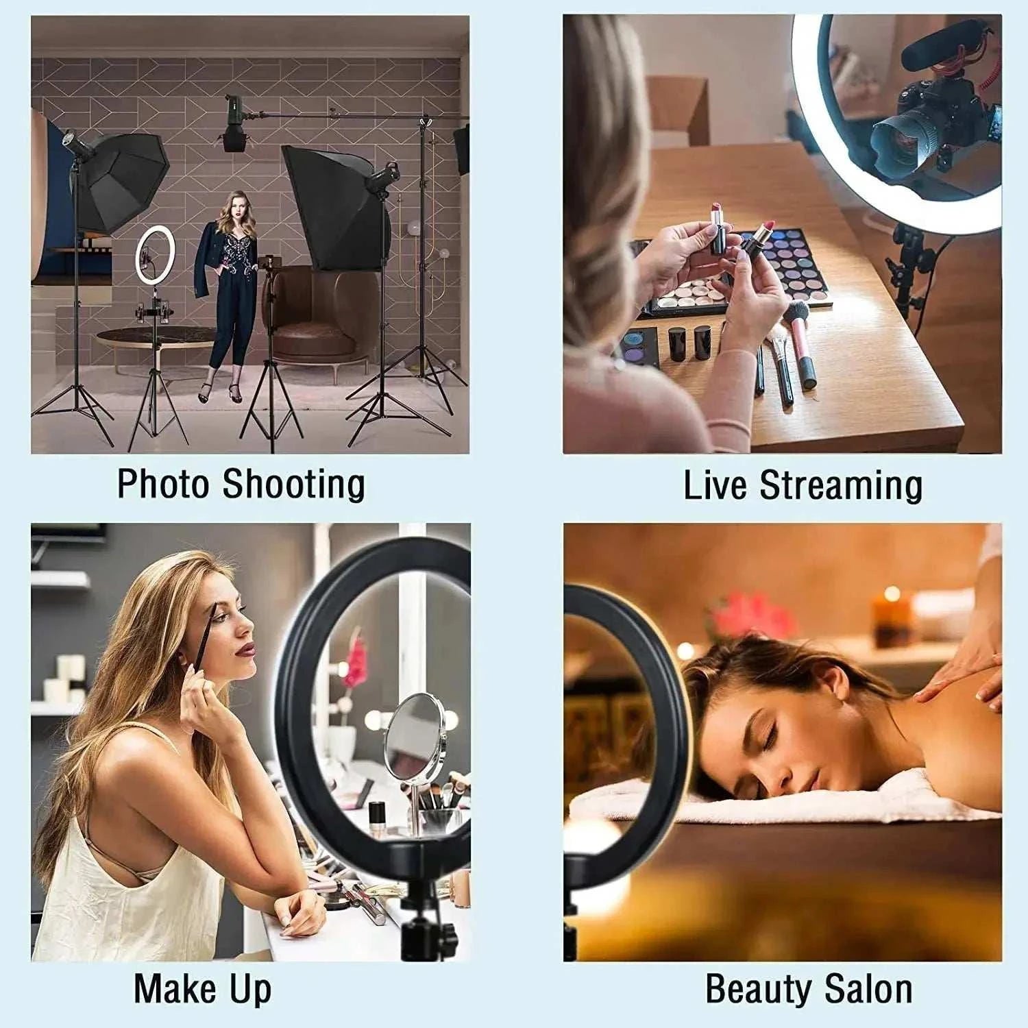 LED Selfie Ring Light 3 modes Dimmable Photography Lamp with 50cm Tripod Remote control for Tiktok Video Live Makeup Fill Light - MarketDomez