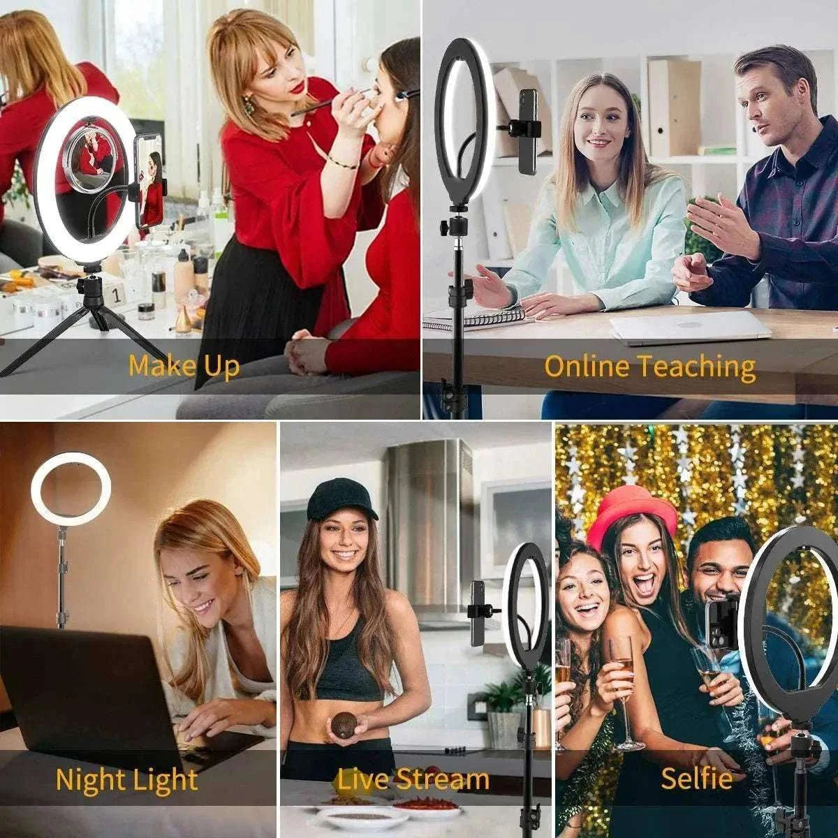 LED Selfie Ring Light 3 modes Dimmable Photography Lamp with 50cm Tripod Remote control for Tiktok Video Live Makeup Fill Light - MarketDomez