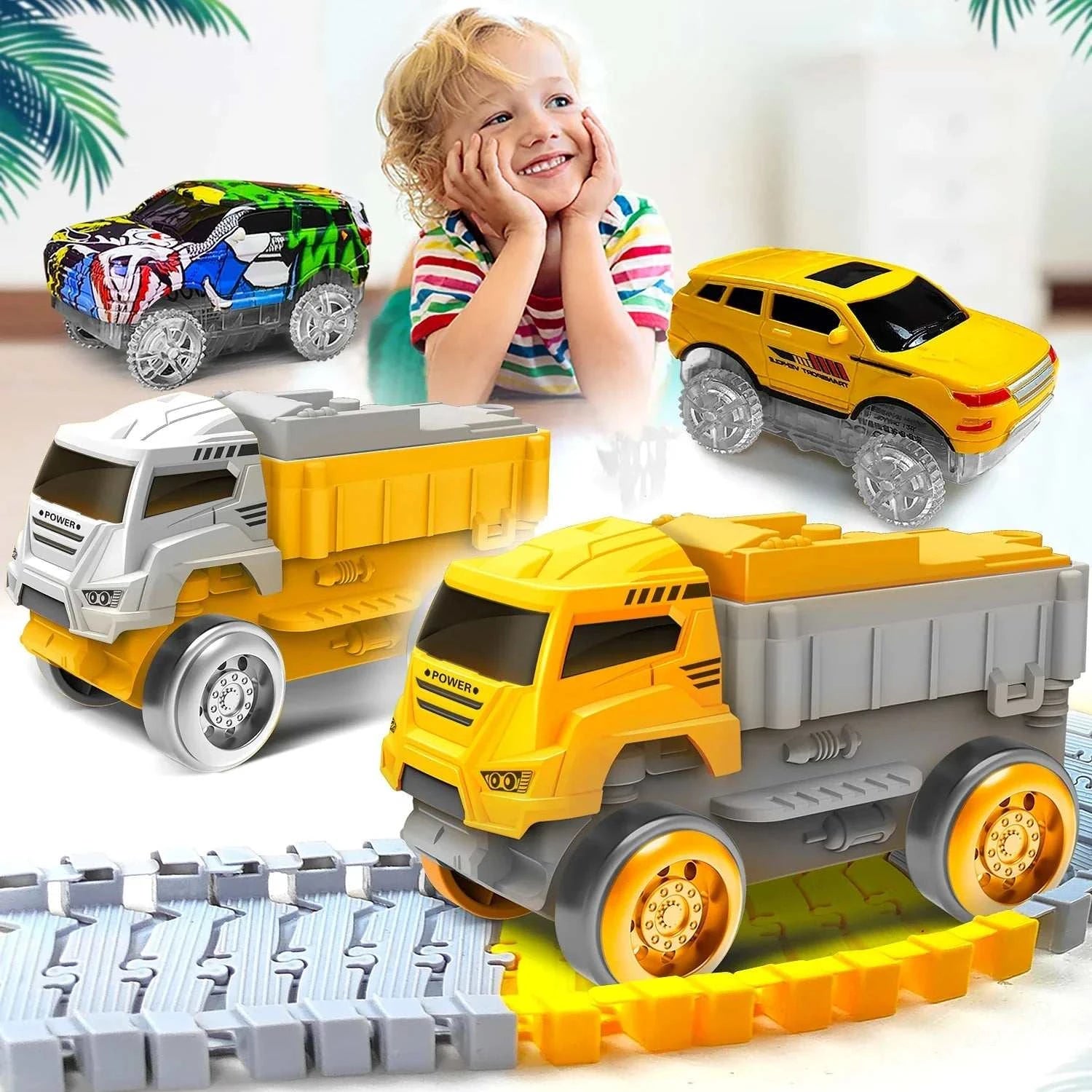 Magic Climbing electric dinosaur car Track Railway Toy Car Set Bend Flexible Race Track Flash Light Car High Quality Toy For Kid - MarketDomez