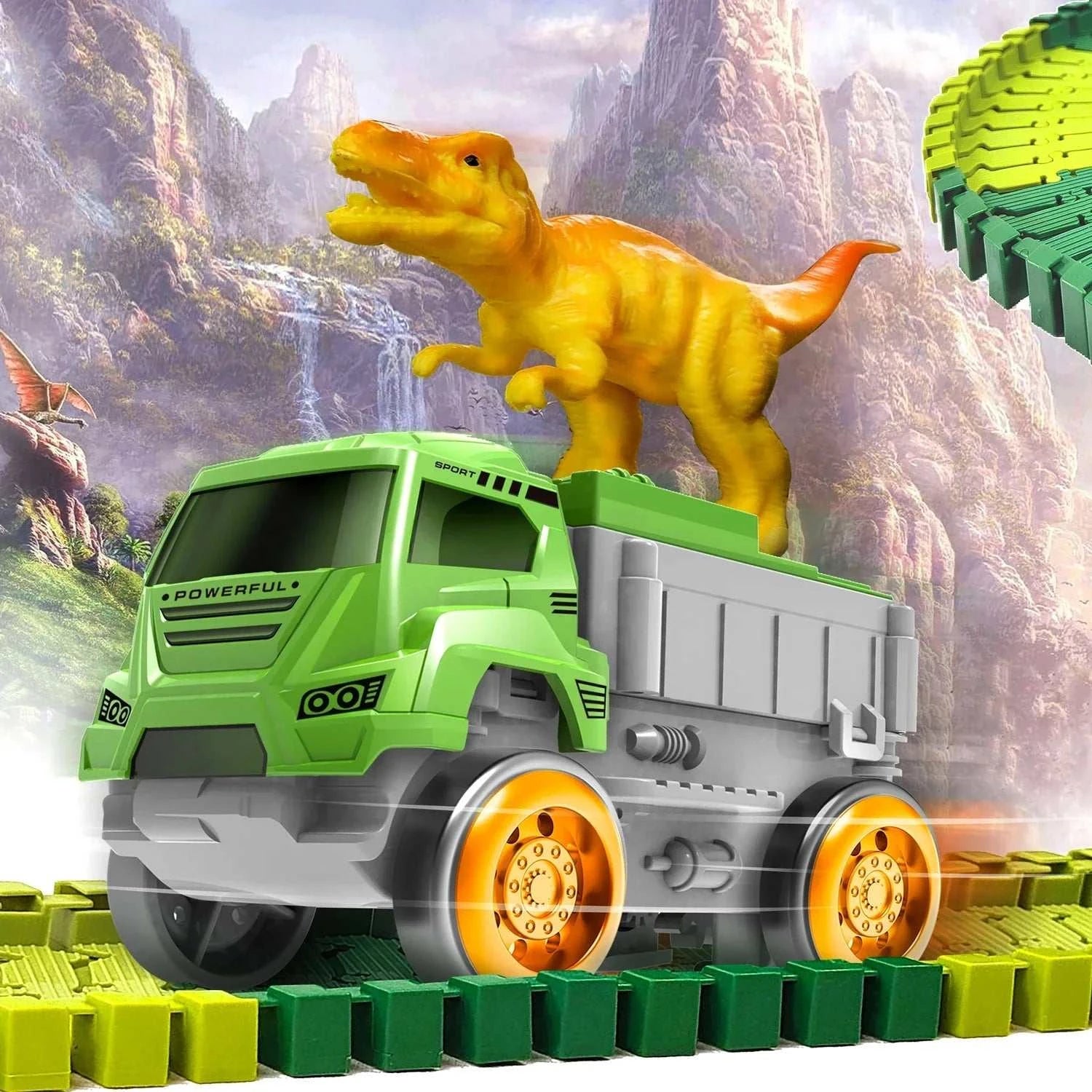 Magic Climbing electric dinosaur car Track Railway Toy Car Set Bend Flexible Race Track Flash Light Car High Quality Toy For Kid - MarketDomez