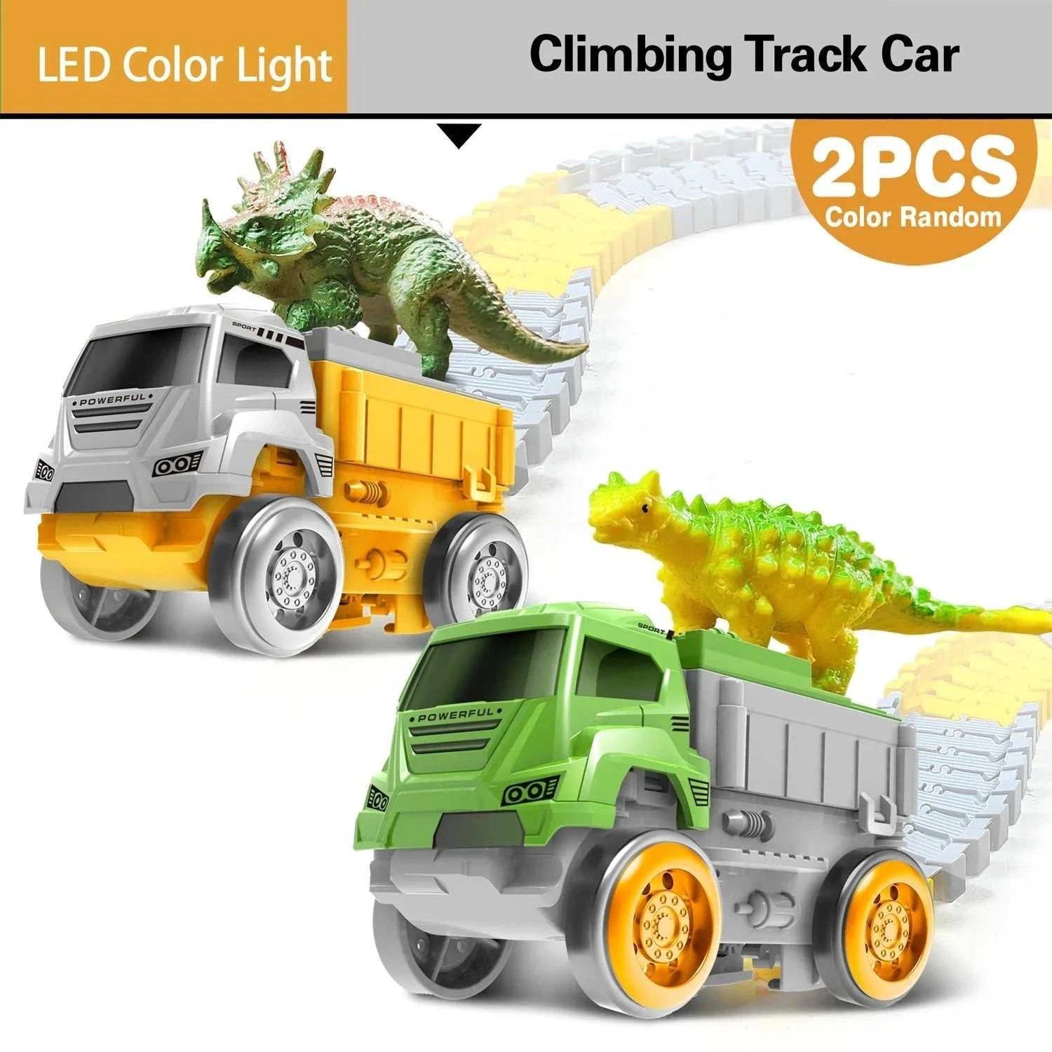 Magic Climbing electric dinosaur car Track Railway Toy Car Set Bend Flexible Race Track Flash Light Car High Quality Toy For Kid - MarketDomez