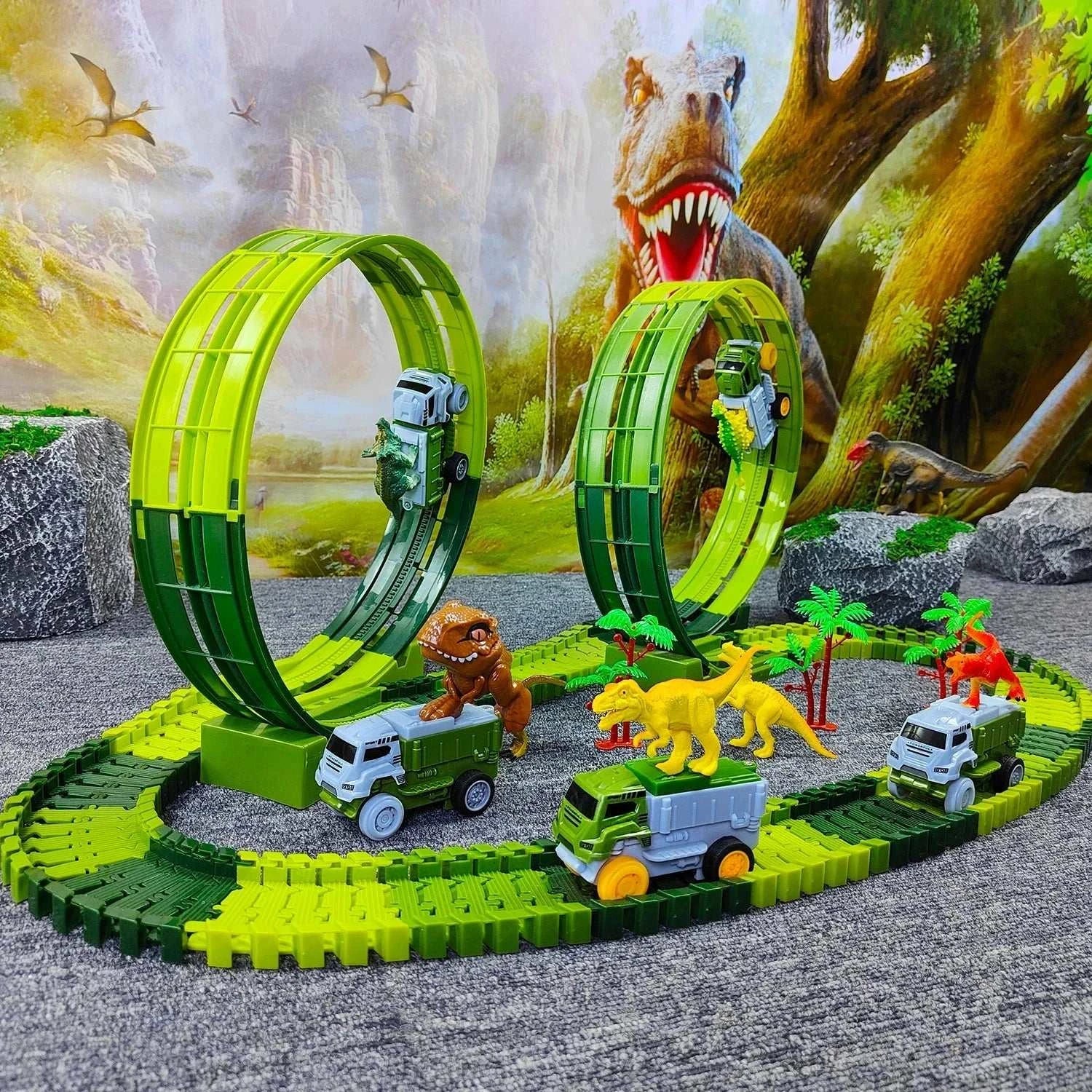 Magic Climbing electric dinosaur car Track Railway Toy Car Set Bend Flexible Race Track Flash Light Car High Quality Toy For Kid - MarketDomez