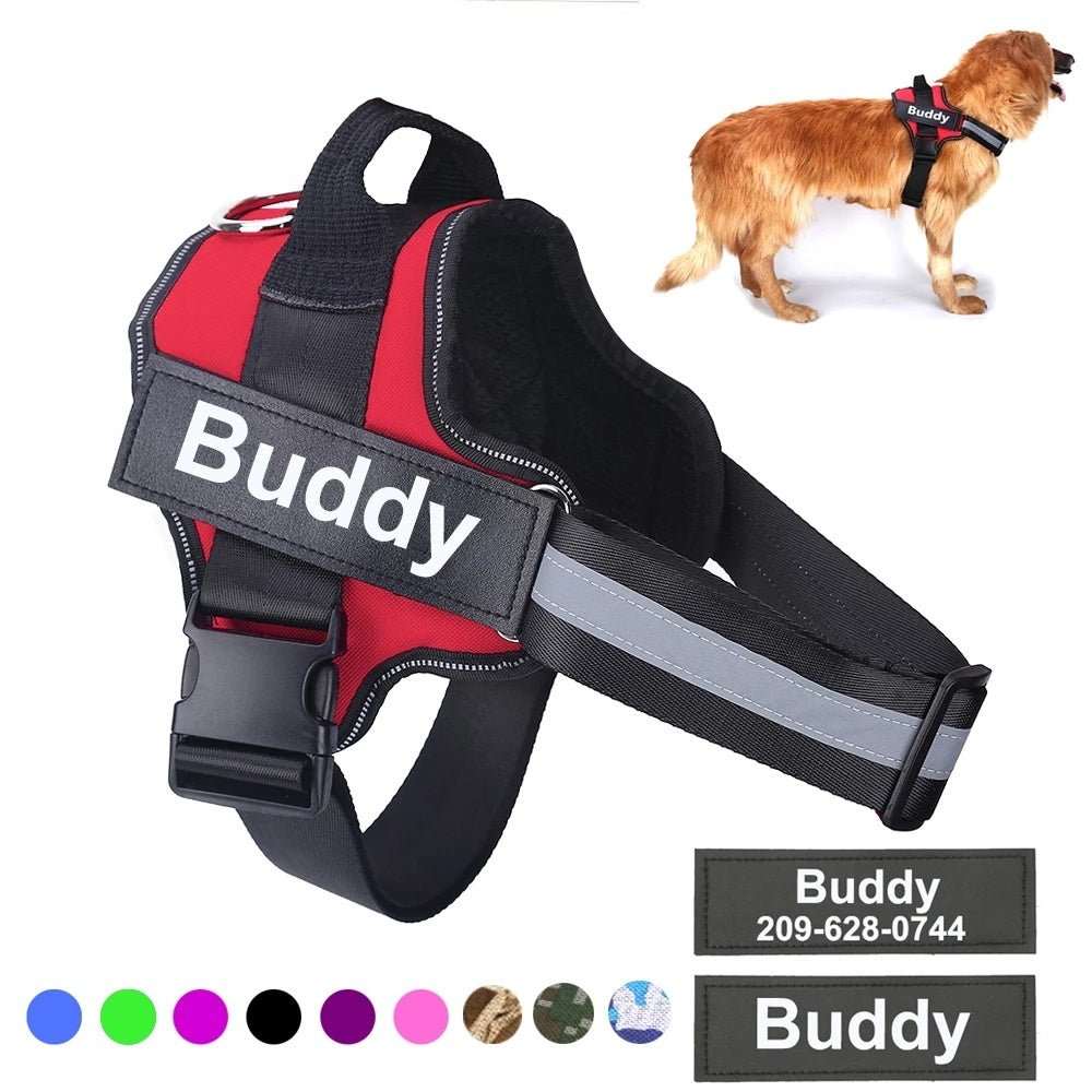 Personalized Dog Harness NO PULL Reflective Breathable Adjustable Pet Harness Vest For Small Large Dog Custom Patch Pet Supplies - MarketDomez