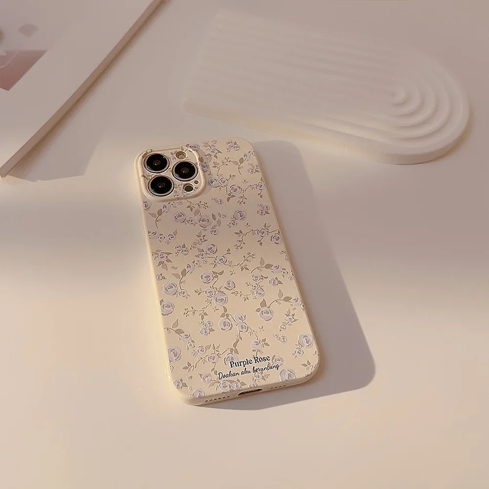 Retro Small Floral Rose Flower Pattern Cover Case for iPhone 16 15 14 13 12 11 Pro Max Plus Phone Shockproof Protective - MarketDomez