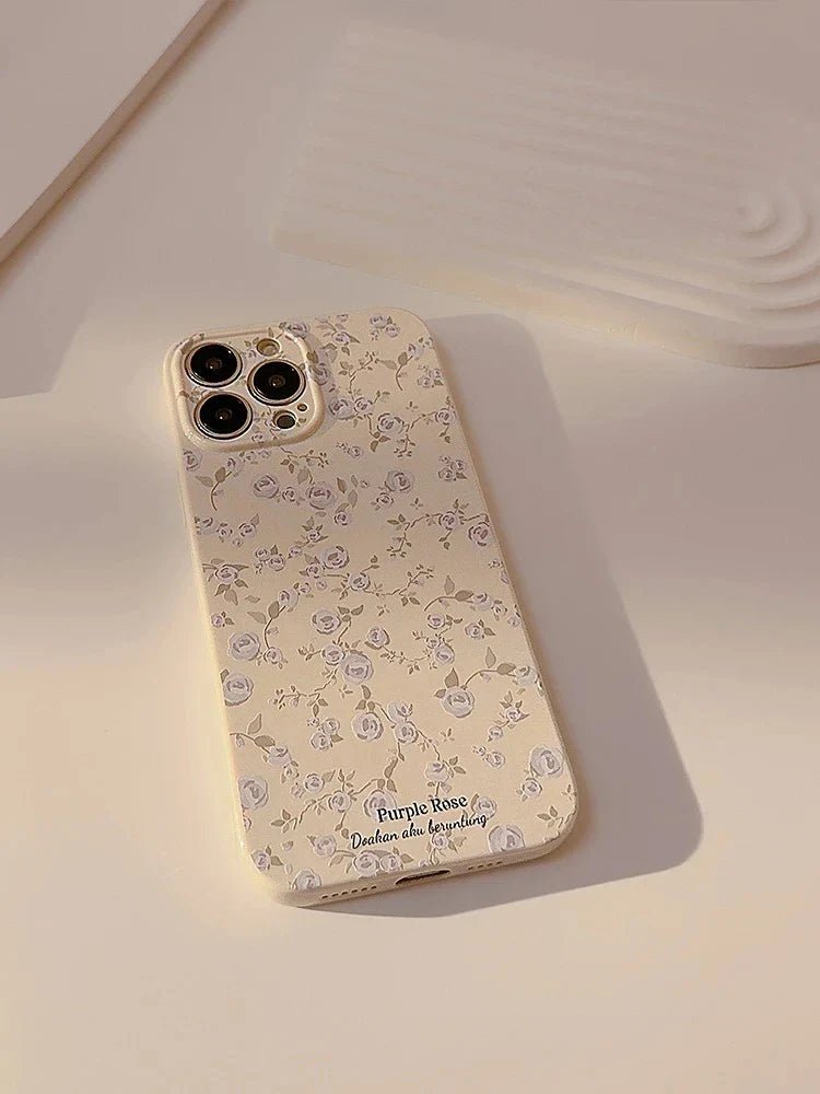 Retro Small Floral Rose Flower Pattern Cover Case for iPhone 16 15 14 13 12 11 Pro Max Plus Phone Shockproof Protective - MarketDomez