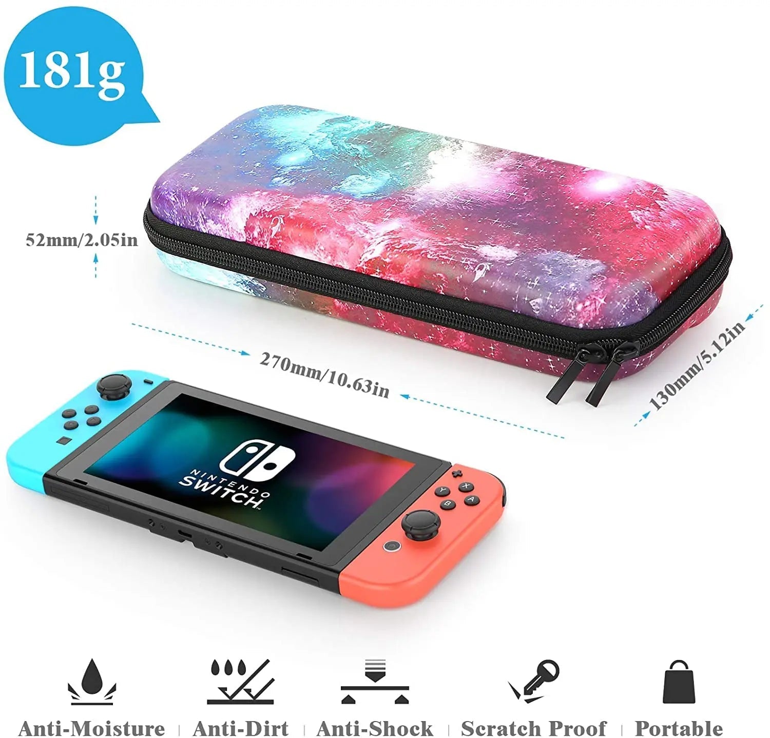 Switch Case Compatible with Nintendo Switch, 9 in 1 Accessories kit with Carrying Case - MarketDomez