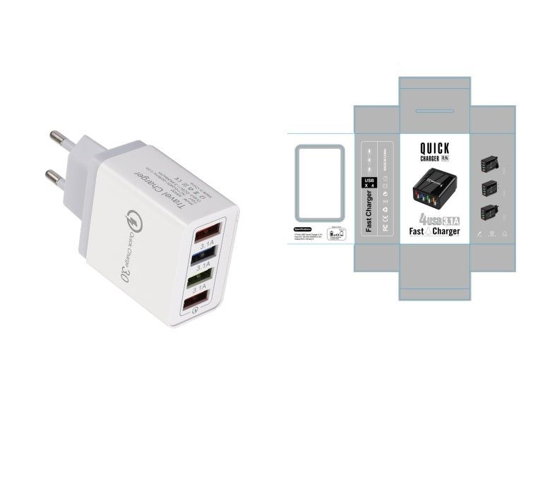 USB Charger Quick Charge 3.0 4 Phone Adapter For Tablet Portable Wall Mobile Charger Fast Charger - MarketDomez