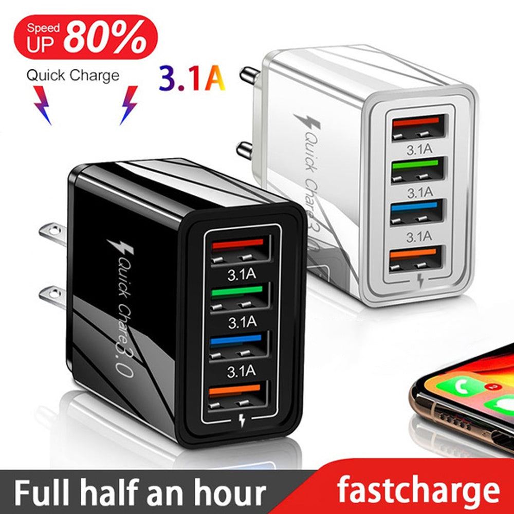 USB Charger Quick Charge 3.0 4 Phone Adapter For Tablet Portable Wall Mobile Charger Fast Charger - MarketDomez