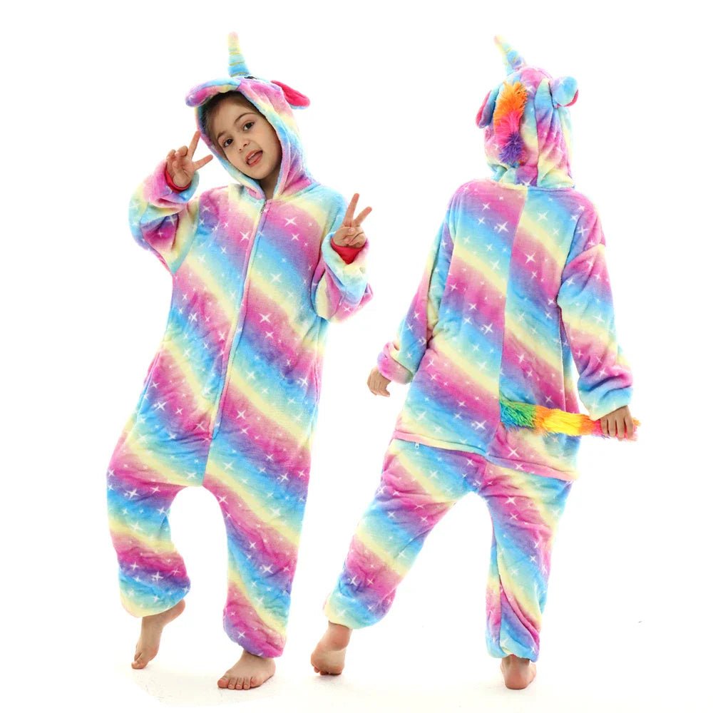 Winter Children Pyjamas Suit Warm Boy Girls Nightwear Animal - MarketDomez