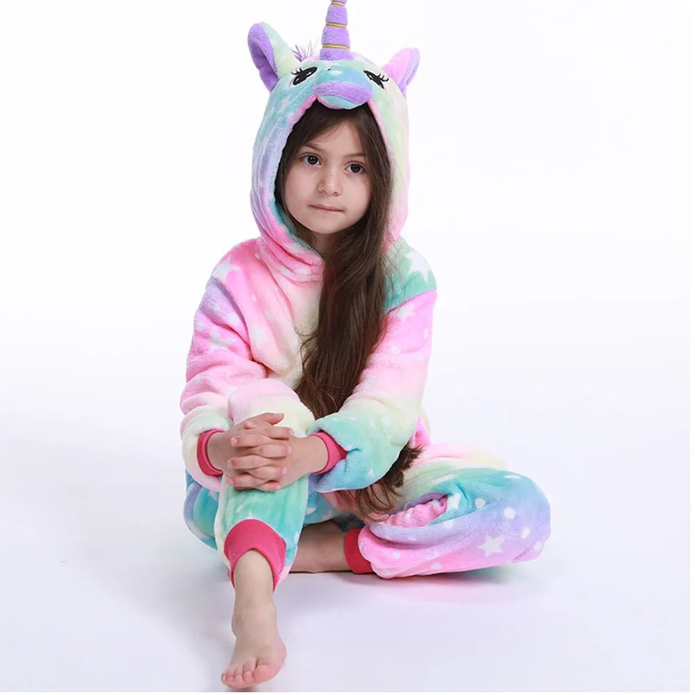 Winter Children Pyjamas Suit Warm Boy Girls Nightwear Animal - MarketDomez