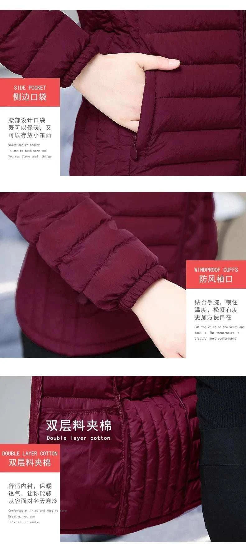 Winter Women Ultralight Thin Padded Jacket Coat Lady Short Outdoor Warm - MarketDomez