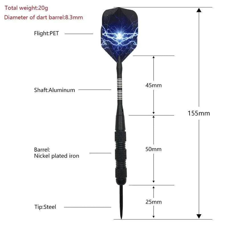 Yernea Steel Pointed Darts 3Pcs High - quality Hard Darts 20g Professinal Indoor Sports Entertainment Games Shafts Flight - MarketDomez